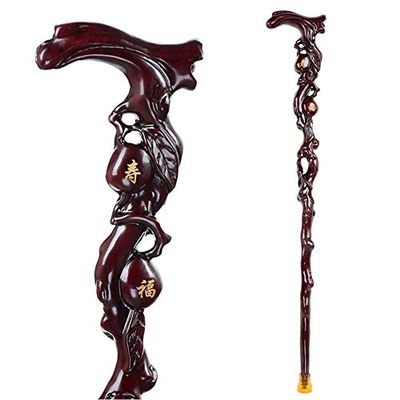 GAOAZHEN Lightweight, Slip-Resistant Solid Wood Walking Cane for People with Disabilities and Older Adults