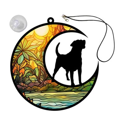 Toddmomy Moon Pendant with Dog, Acrylic Animal-Themed Window Decor for Home, Bedroom, Doors and Walls, Gift for Dog Lovers