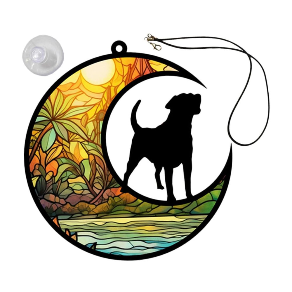 Toddmomy Moon Pendant with Dog, Acrylic Animal-Themed Window Decor for Home, Bedroom, Doors and Walls, Gift for Dog Lovers