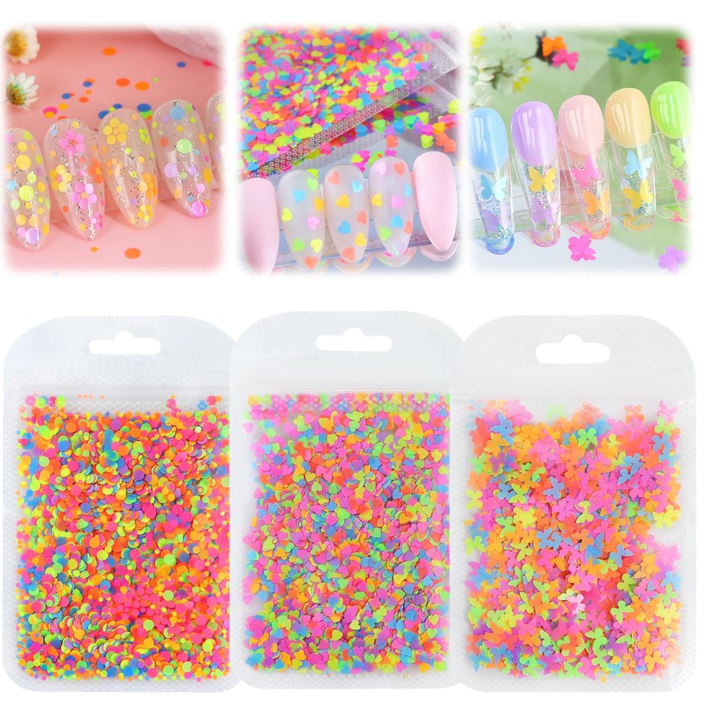 Fluorescent Nail Art Glitter Sequin Set