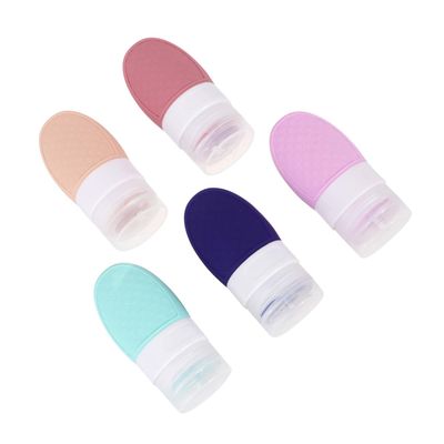 DEARMAMY 5-Piece 37 ml Silicone Refillable Travel Bottles, Lightweight and Portable, for Cosmetics and Shower Gel, Random Colors