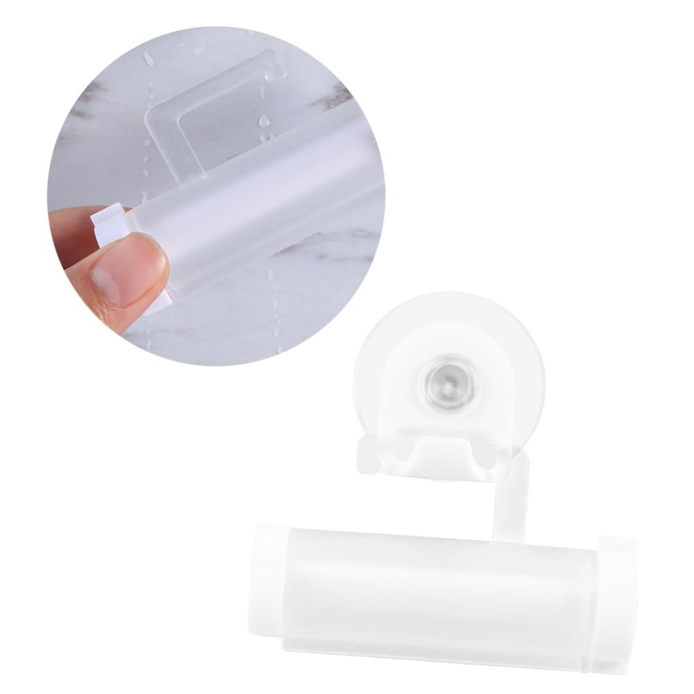 Wall-Mounted Rolling Toothpaste Tube Squeezer with Suction Cup, White