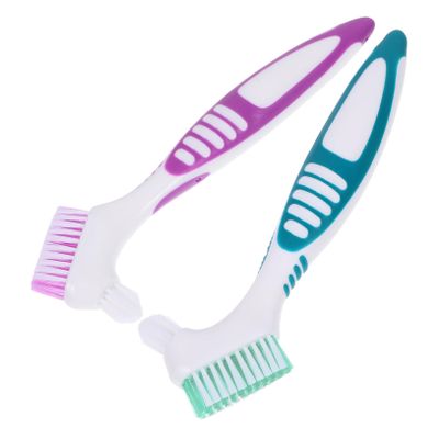 2-Piece Double-Sided PP Nylon Denture Brushes for Denture Cleaning