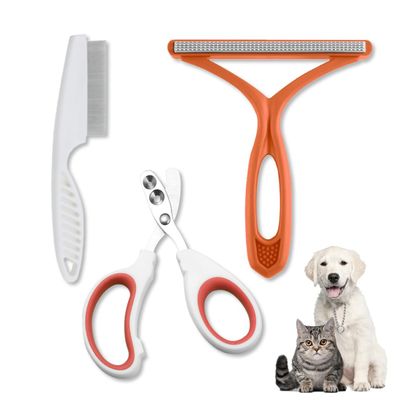 UZYXC 3-in-1 Cat Grooming Set: Nail Clippers with Safety Stop, Fur Blitz Brush & Electrostatic Roller