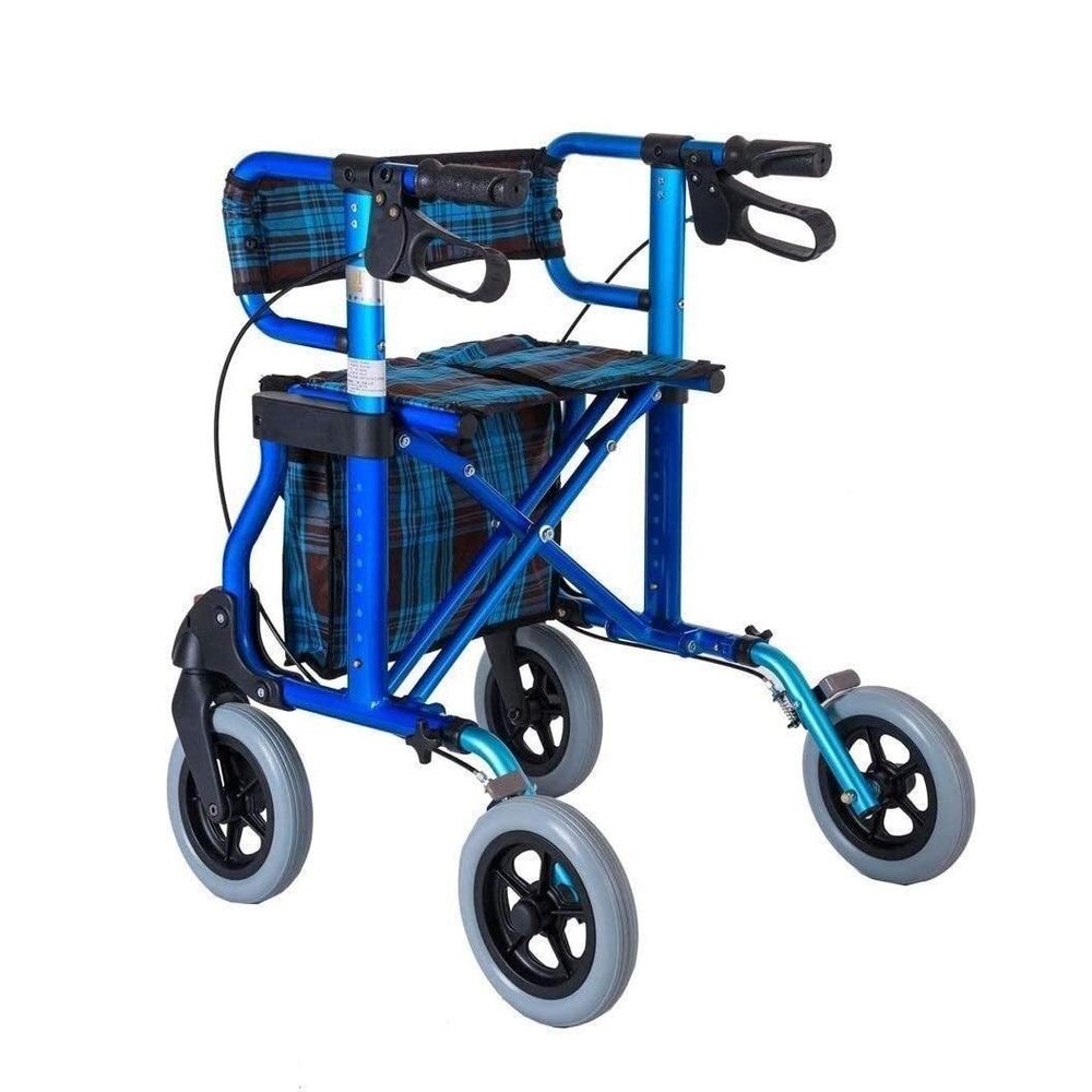 Foldable Rollator Walker with Seat, Adjustable Height, Brakes & Carry Bag