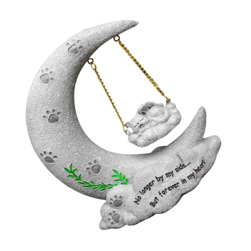 JOINPAYA Moon-Shaped Resin Cat Memorial Stone for Home and Garden