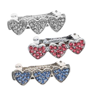Toyvian 3-Pack Dog Hair Clips with Rhinestone Heart