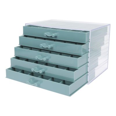 PACKOVE Green Nail Art Accessory Storage Box, Portable Plastic Organizer with 120 Compartments