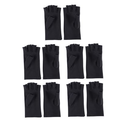 BESTYASH 5 Pairs UV Protection Gloves for Manicures, Black