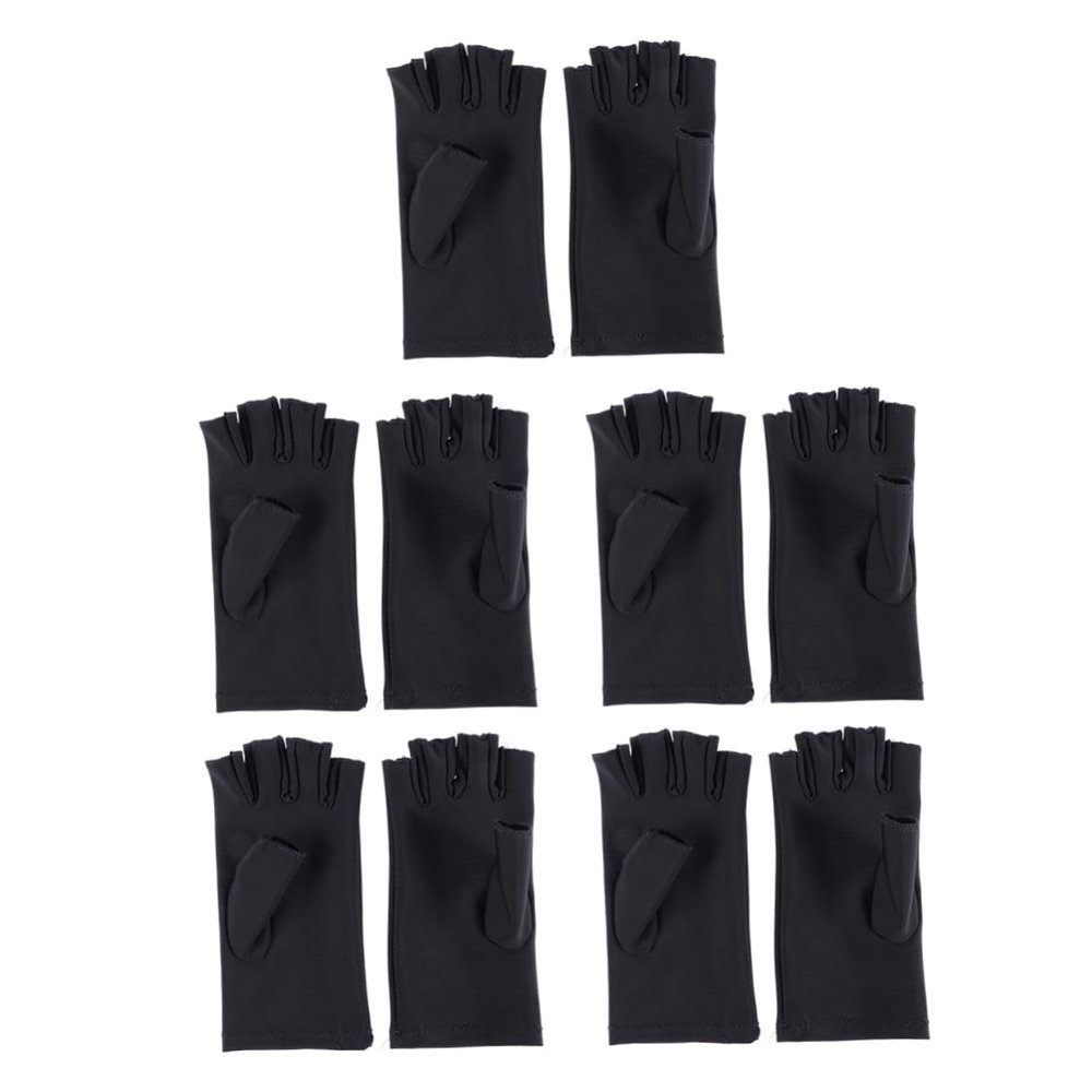 BESTYASH 5 Pairs UV Protection Gloves for Manicures, Black