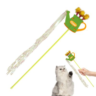 Interactive Cat Wand Toy with Colorful Ribbon and Tassels