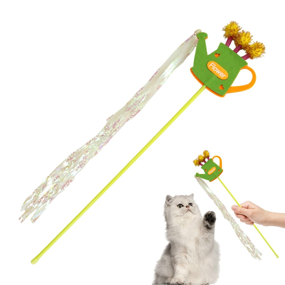 Interactive Cat Wand Toy with Colorful Ribbon and Tassels