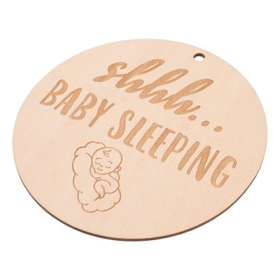 BESPORTBLE Sleeping Baby Door Sign, Round Wooden Plaque, 15 cm
