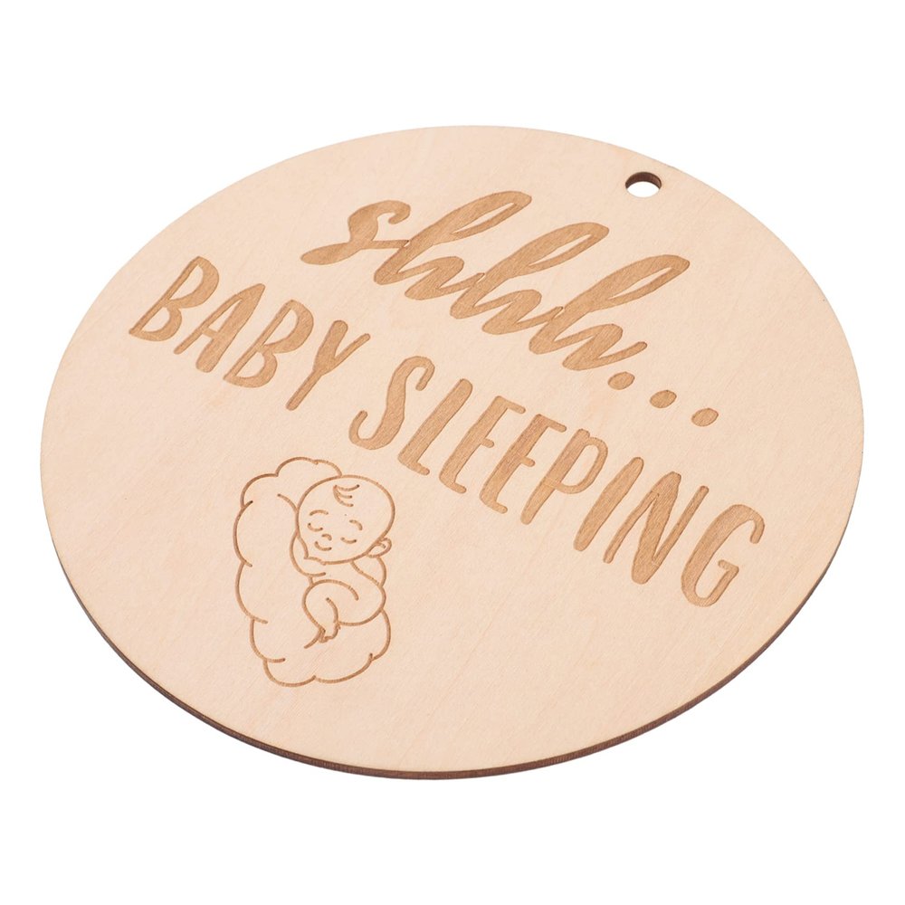 BESPORTBLE Sleeping Baby Door Sign, Round Wooden Plaque, 15 cm