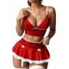 Begierde in Dessous Lace Mini Skirt Costume Set for Women (B-Red, XL) view 1