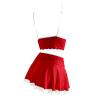 Begierde in Dessous Lace Mini Skirt Costume Set for Women (B-Red, XL) view 4