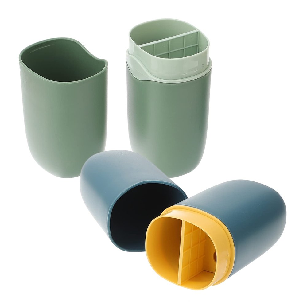 NULYLU 2-Pack Travel Toothbrush Holders, Lightweight Plastic, Secure Closure, Green and Blue