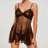 Women's Cut-Out Mesh Patent Leather Lingerie Mini Skirt, Black, S view 3