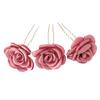 BESTYASH 3-Piece Rose Hairpins for Weddings, Bridesmaids and Special Occasions, Elegant Hair Accessories for Women, Pink view 1