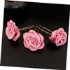 BESTYASH 3-Piece Rose Hairpins for Weddings, Bridesmaids and Special Occasions, Elegant Hair Accessories for Women, Pink view 3