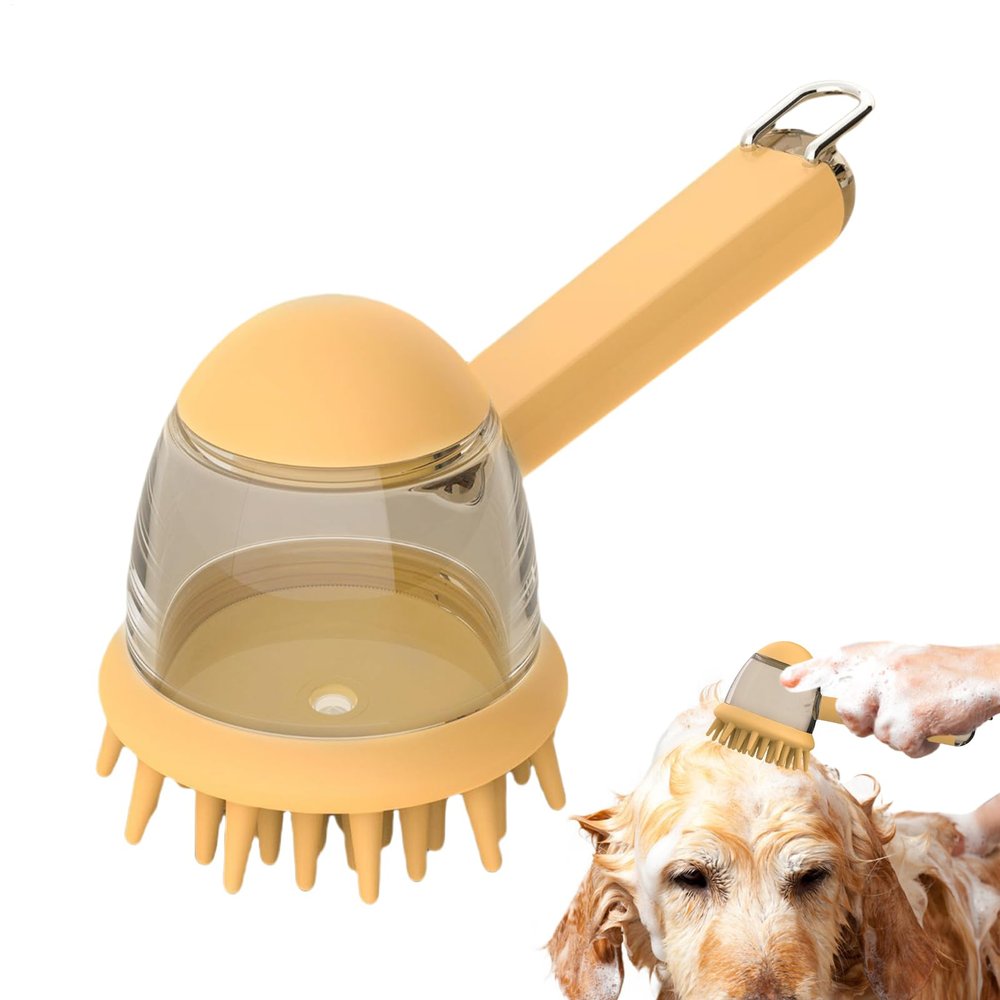 Dog Bath Brush with Soap Dispenser – Ergonomic