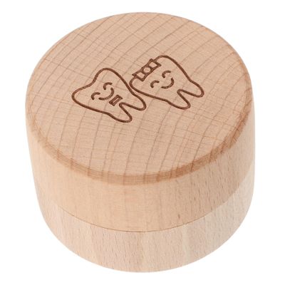 Abaodam Wooden Baby Tooth Box, Round Small Keepsake Box