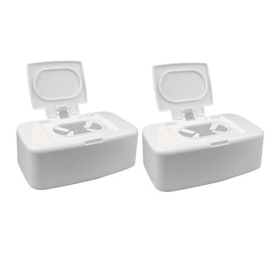 Refillable Wet Wipe Holder Storage Boxes, 2-Pack, White PP