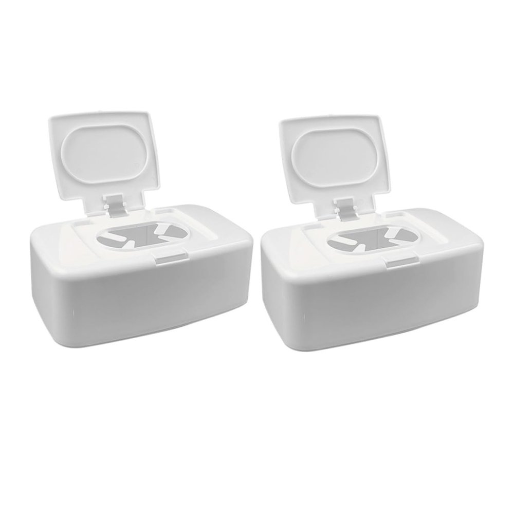 Refillable Wet Wipe Holder Storage Boxes, 2-Pack, White PP