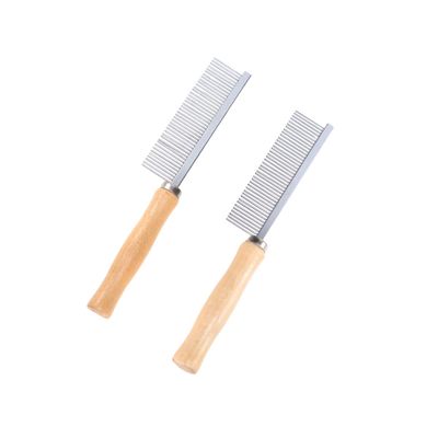 Dog Grooming Comb, 2-Pack, Wooden Handle, Stainless Steel Pins