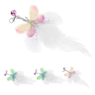 4-Piece Replacement Heads for Cat Wand with Feather and Butterfly Attachments