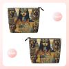 GDSHJKLW Women's Linen Makeup Bag, Waterproof Travel Cosmetic Organizer, Smooth-Zip Toiletry Bag, Ancient Egypt Tribal Series view 2