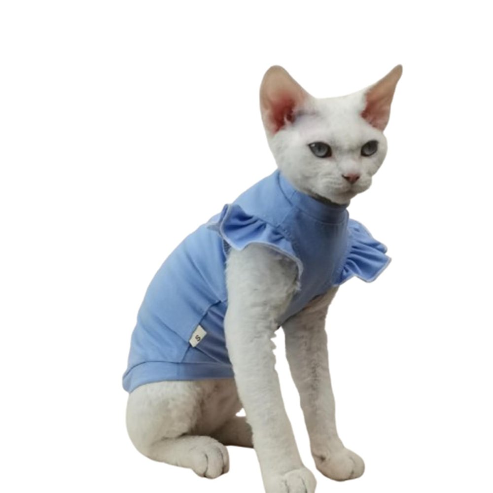 UOSIA Sphynx Hairless Cat Summer T-Shirt Pullover with Woven Sleeves