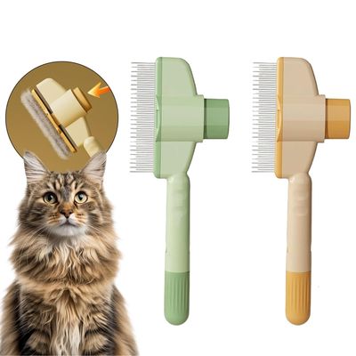 2-Pack Self-Cleaning Pet Brush & Flea Comb
