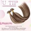 Elailite Balayage Human Hair U-Tip Keratin Extensions, Straight, 25 Strands, 20 g, 35 cm, #4P27 Medium Brown/Honey Blonde view 2