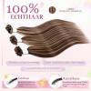 Elailite Balayage Human Hair U-Tip Keratin Extensions, Straight, 25 Strands, 20 g, 35 cm, #4P27 Medium Brown/Honey Blonde view 3
