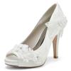 Women's Open-Toe Stiletto Sandal High Heels with Rhinestones and Satin view 1