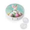 BVKWNTSA Portable Round Happy Easter Eggs Bunny Tail1 Printed Contact Lens Case view 1