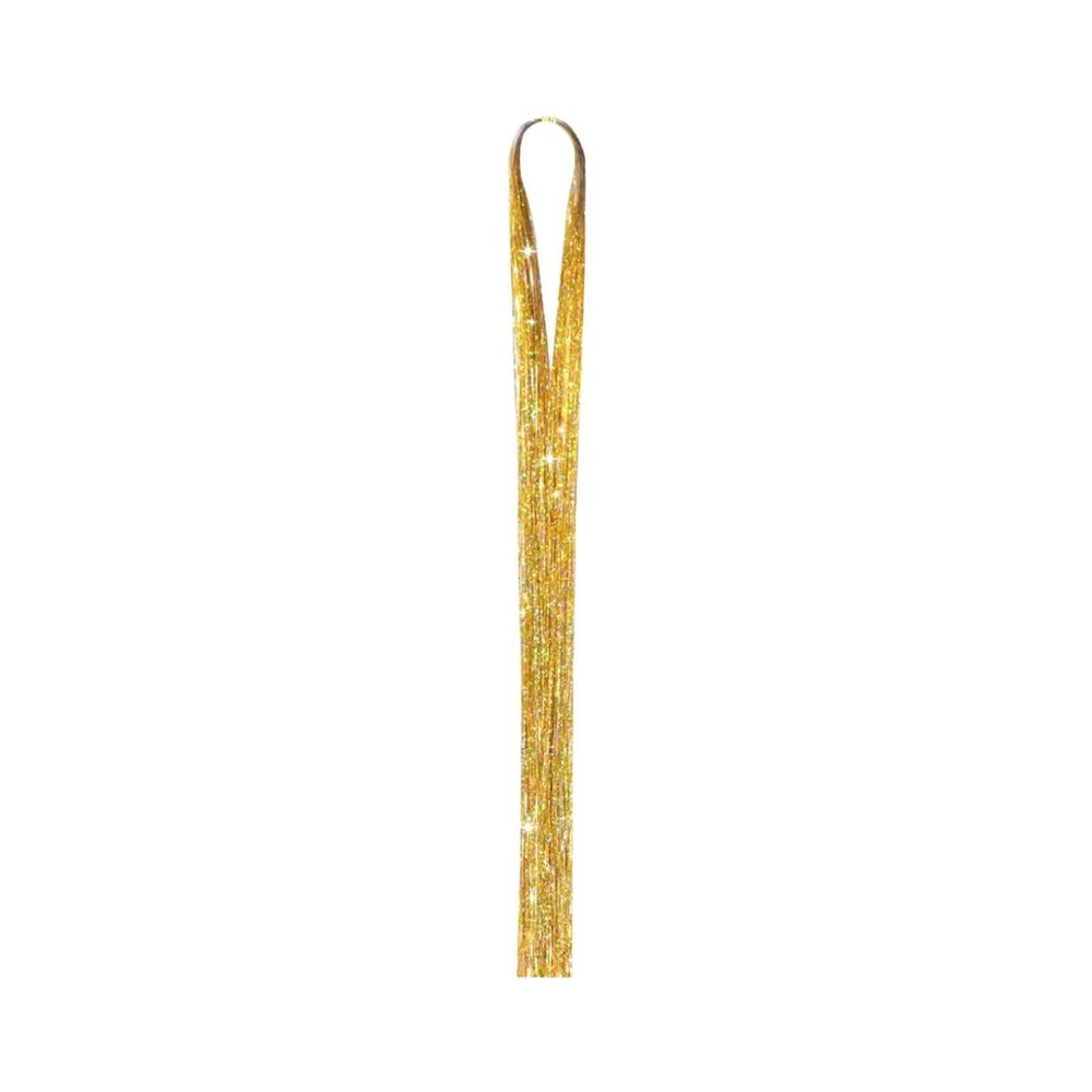 Dyed Hair Glitter Extension Set, Fairy Hair Accessory for Women and Girls, Christmas Party Ponytail (Gold, One Size)