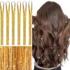 Dyed Hair Glitter Extension Set, Fairy Hair Accessory for Women and Girls, Christmas Party Ponytail (Gold, One Size) view 2