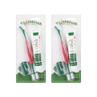 Dog Dental Care Set with Toothpaste and Finger Toothbrush