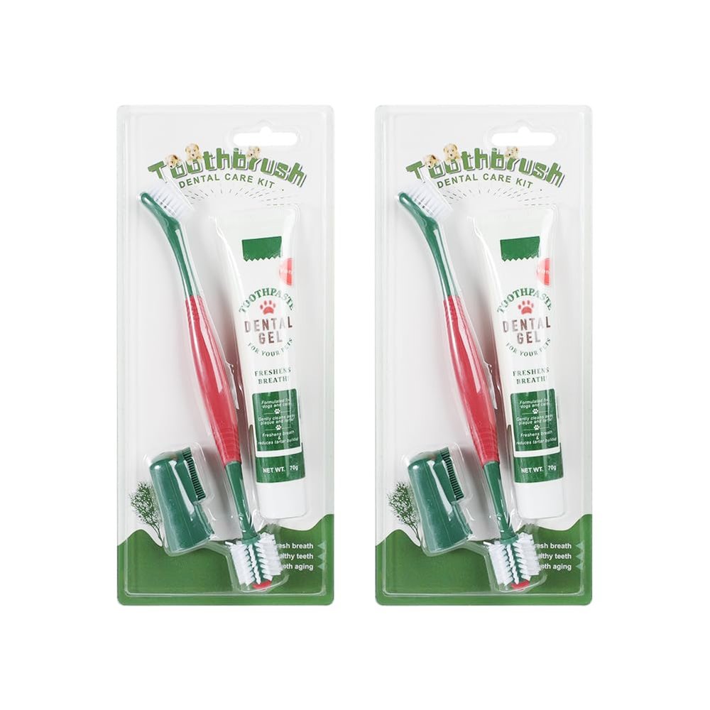 Dog Dental Care Set with Toothpaste and Finger Toothbrush