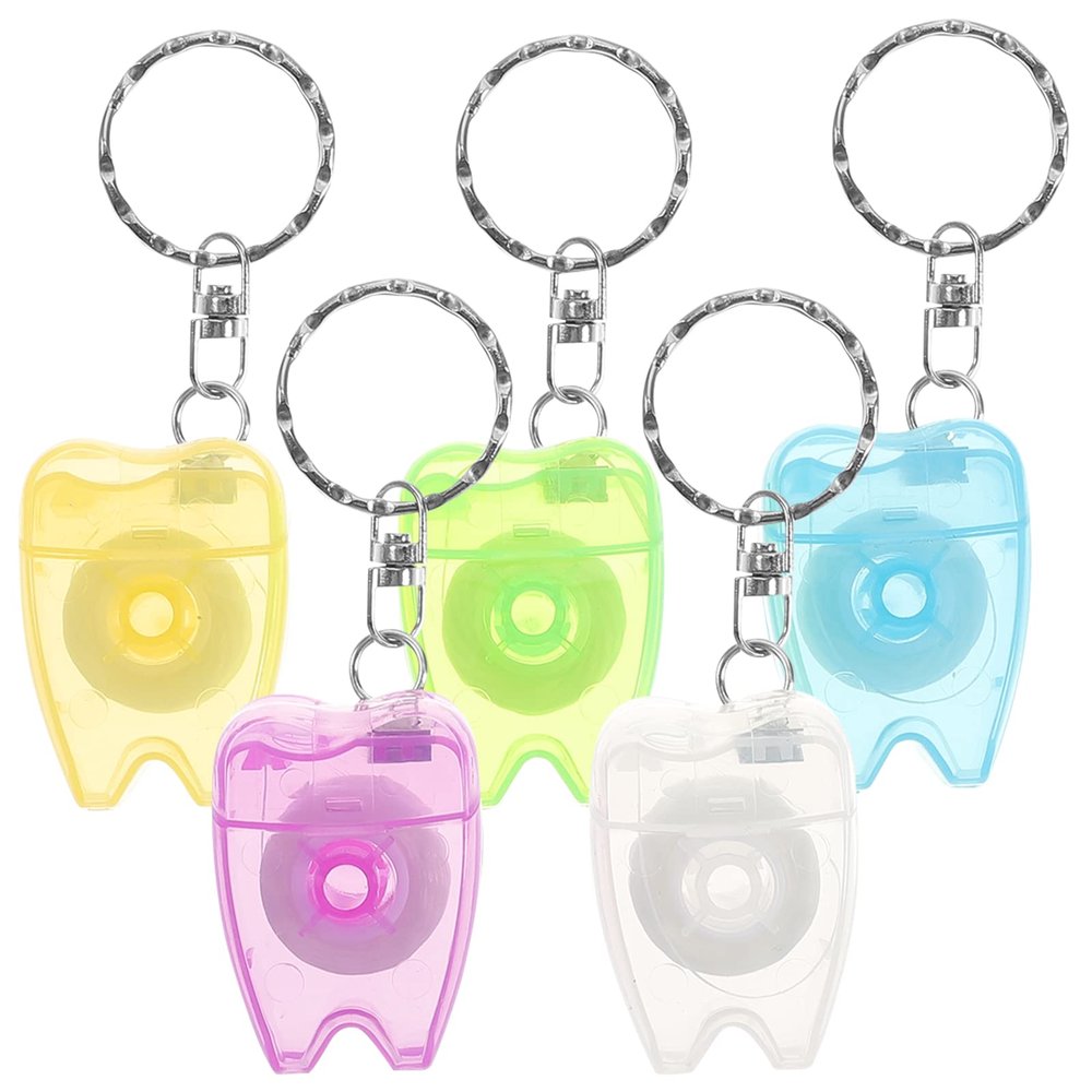 5-Pack Portable Dental Floss Keychain, Floss Sticks for Cleaning Teeth