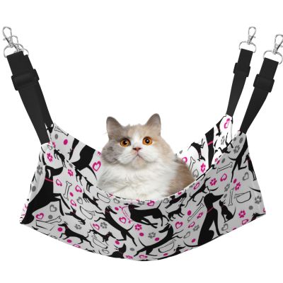 InOmak Greyhounds and Paw Heart Cat Hammock, Soft Double-Sided Hanging Bed for Small Dogs and Pets, L