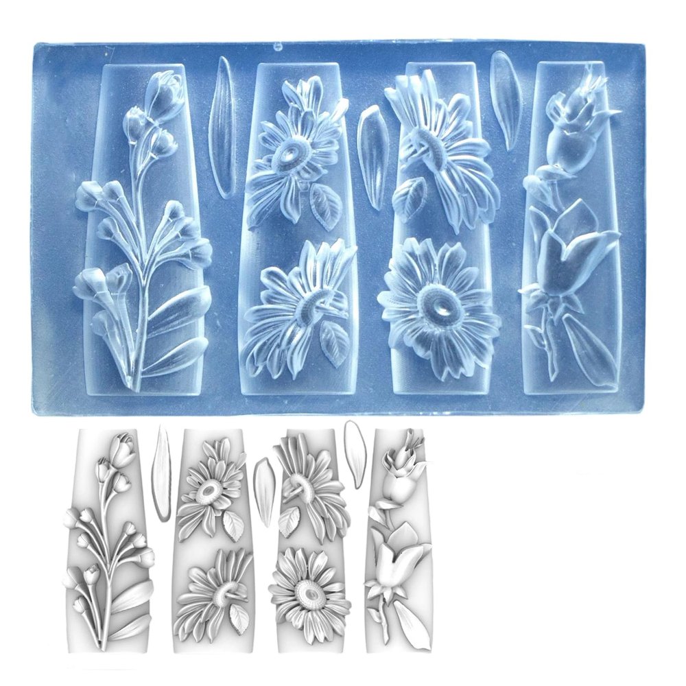 Uqezagpa 3D Flower Nail Carving Mold