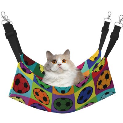 InOmak Colorful Football Cat Hammock, Soft Double-Sided Hanging Bed for Small Dogs and Pets, M