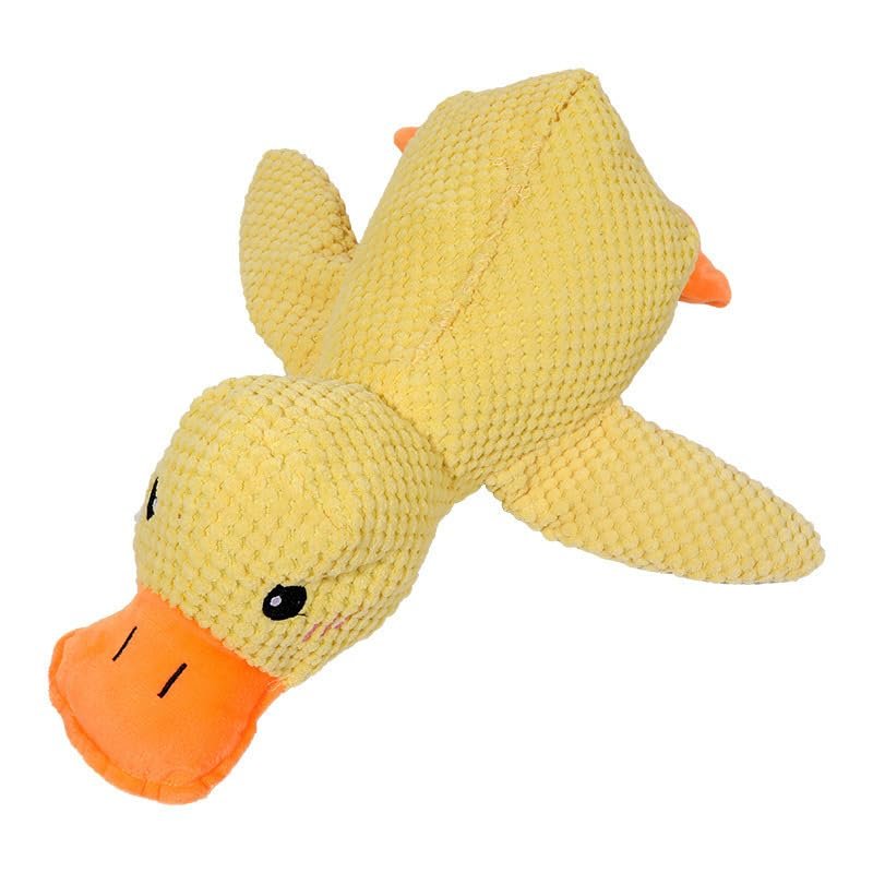 Bite Plush Dog Toy, Yellow Duck with Sound for Anxiety Relief and Dental Care, Charge Duck