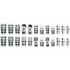 Square Press-On Nails with White Flowers, Checkerboard Pattern and French Tips, 24 Pieces view 4