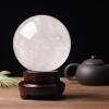NHDVDVAV White Calcite Quartz Sphere with Wooden Base, 8 cm/3.14 in view 2