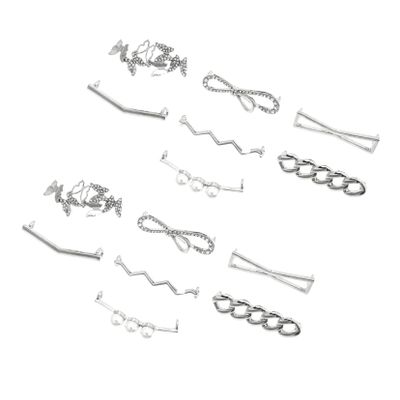 VANZACK 7 Pairs Silver Zinc Alloy Shoelace Clips with Beads