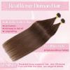 S-noilite Chocolate Brown Human Hair U-Tip Keratin Bonding Extensions, 55 cm, 25 g, 25 Strands view 2